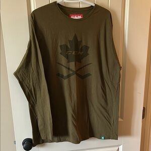 CCM Men's Olive Green long sleeve T-Shirt